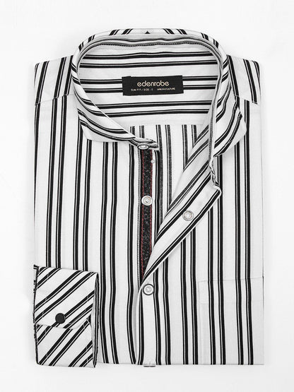Edenrobe - Men's White & Black Shirt - EMTSUC20-089