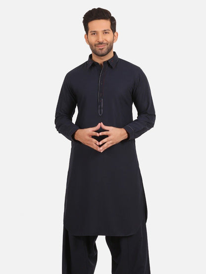 Edenrobe - Men's Navy Kurta Shalwar - EMTSW20W-99003