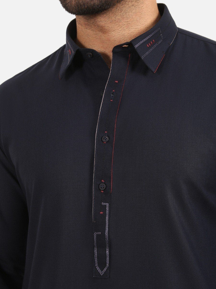 Edenrobe - Men's Navy Kurta Shalwar - EMTSW20W-99003