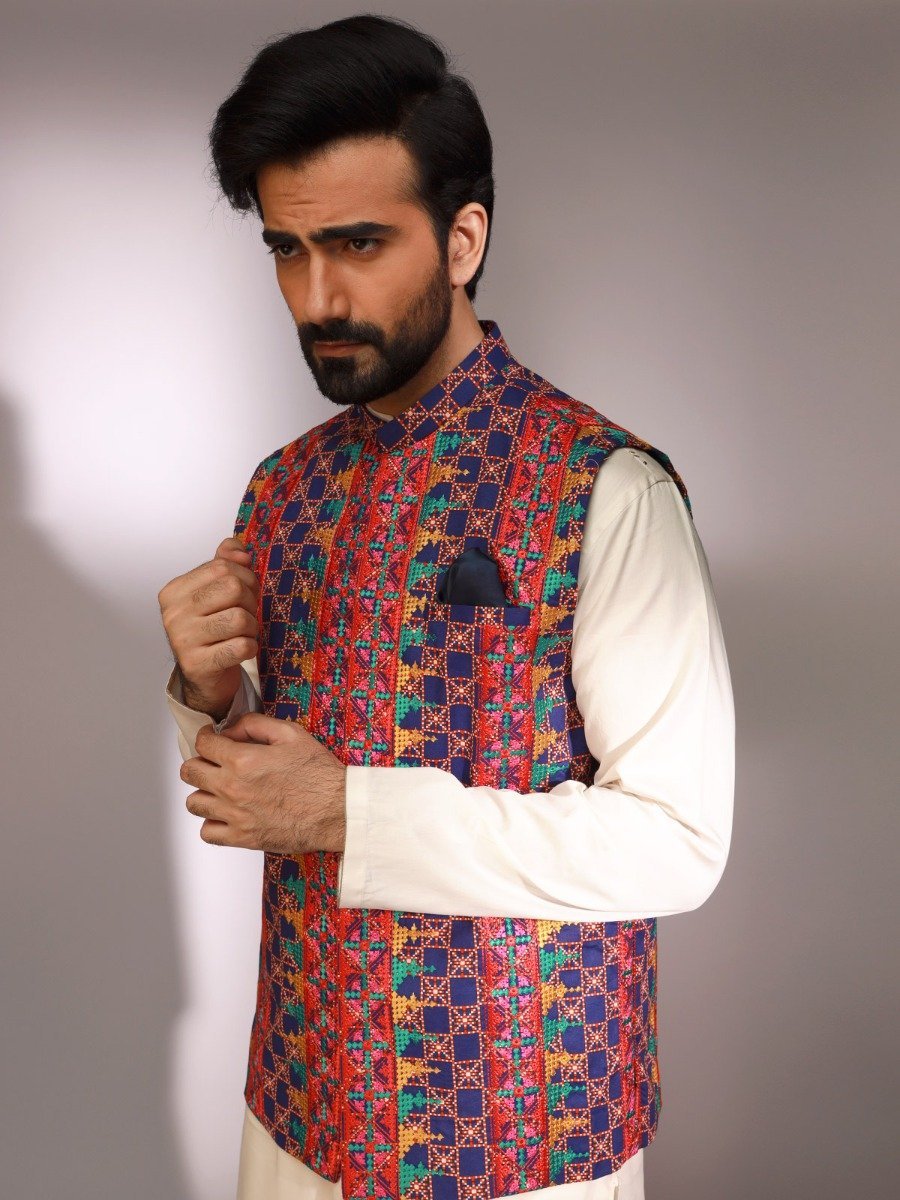 Edenrobe - Men's Multi Waist Coat Ceremonial - EMTWCC20-060