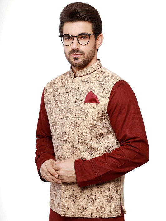 Edenrobe - Men's Fawn Waist Coat Ceremonial - EMTWCC20-070