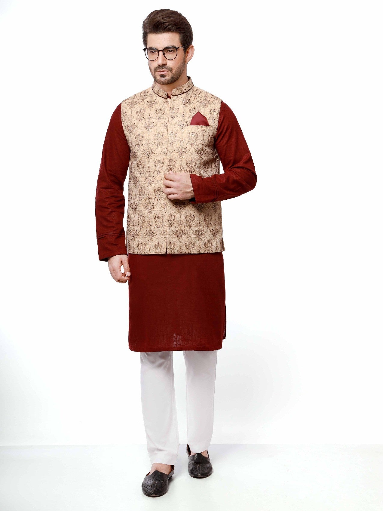 Edenrobe - Men's Fawn Waist Coat Ceremonial - EMTWCC20-070