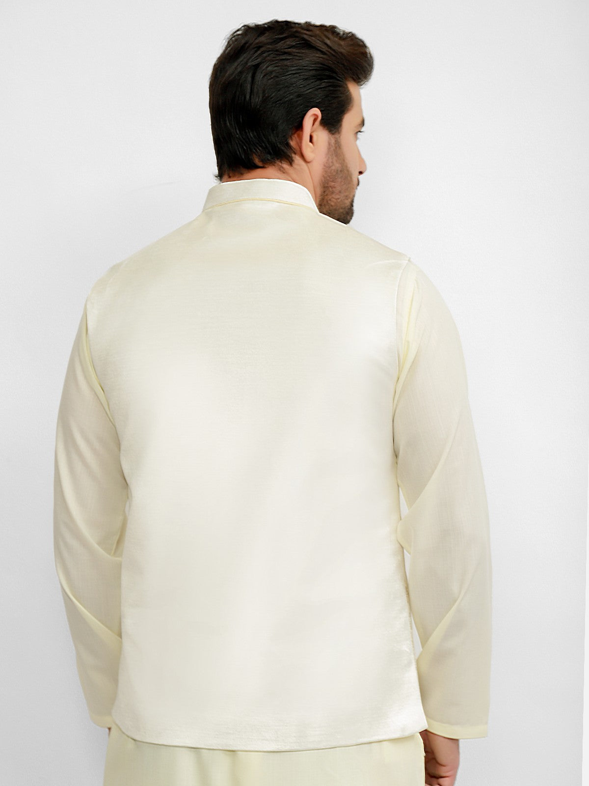 Edenrobe - Men's Pearl White Waist Coat Ceremonial - EMTWCC20-072