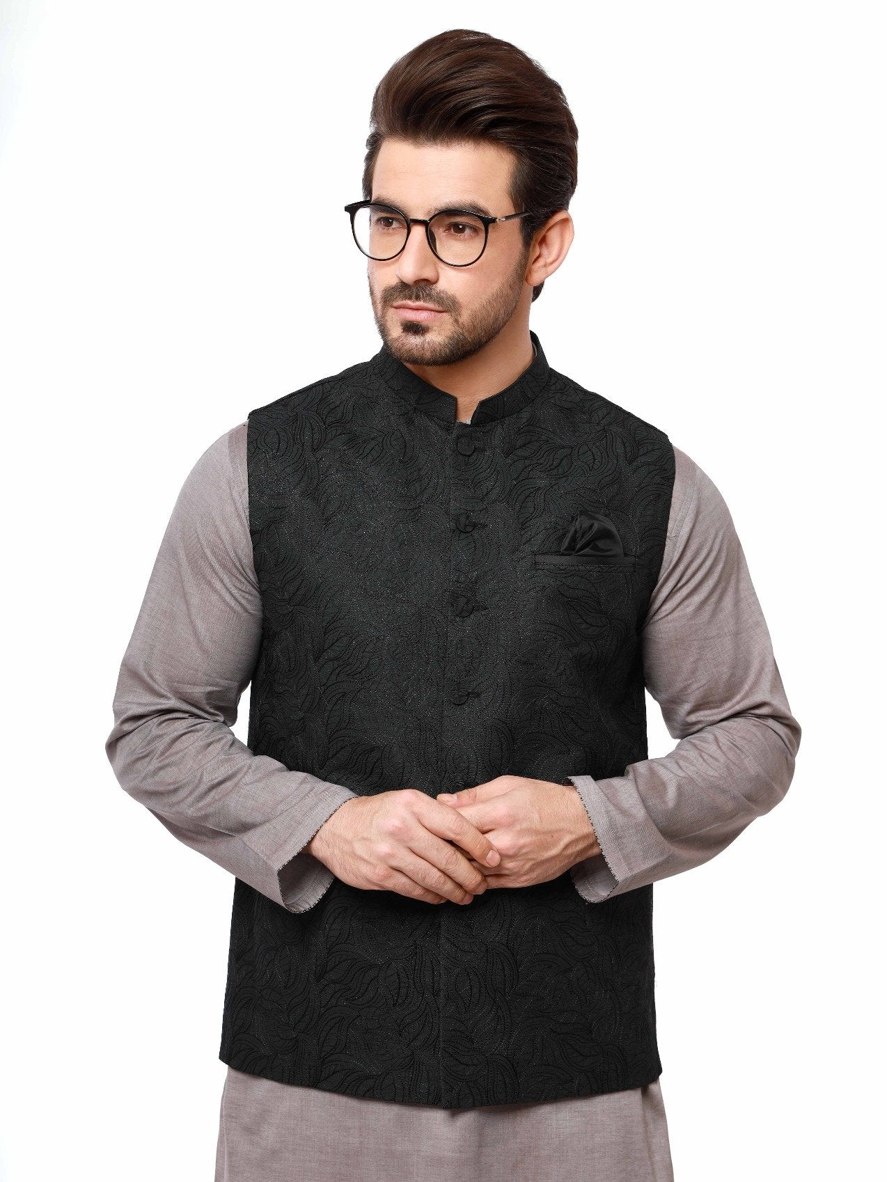 Edenrobe - Men's Charcoal Waist Coat Ceremonial - EMTWCC20-073