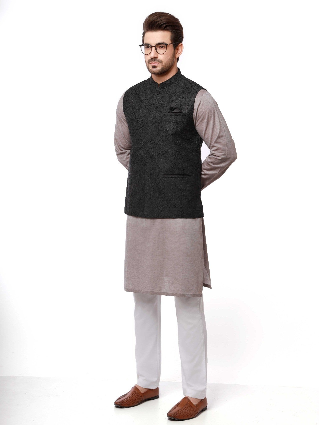 Edenrobe - Men's Charcoal Waist Coat Ceremonial - EMTWCC20-073