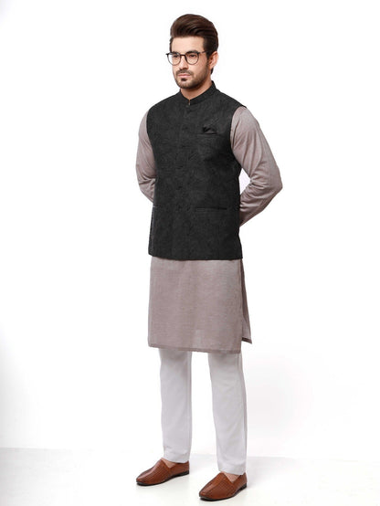 Edenrobe - Men's Charcoal Waist Coat Ceremonial - EMTWCC20-073