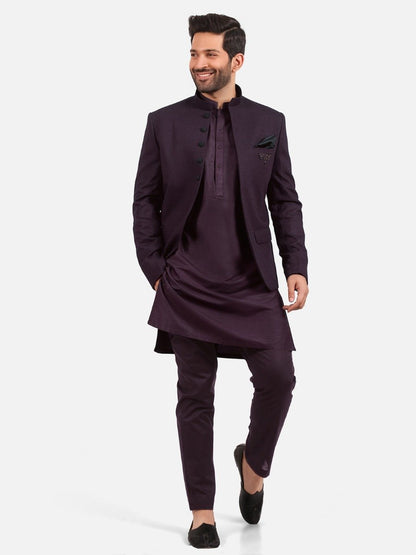 Edenrobe - Men's Plum Waist Coat Suit - EMTCS20-99012