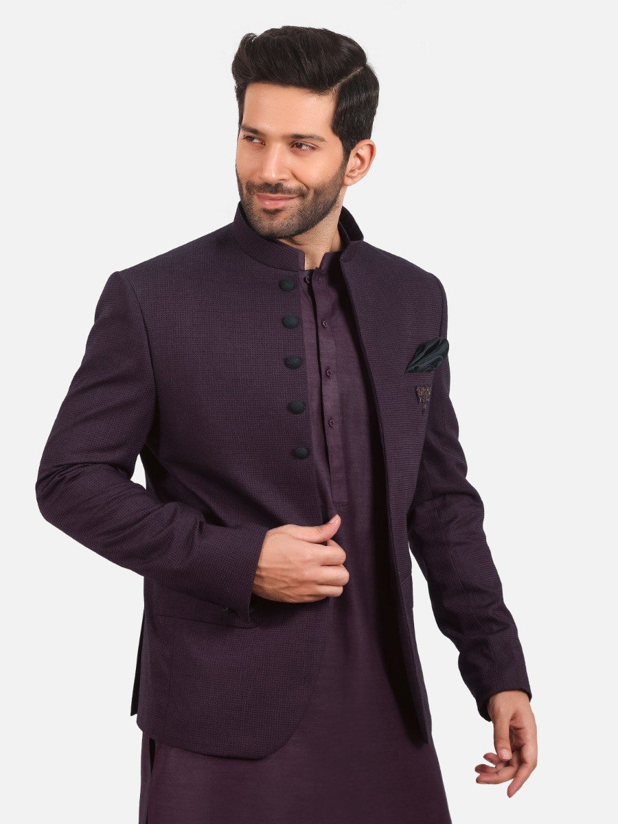 Edenrobe - Men's Plum Waist Coat Suit - EMTCS20-99012