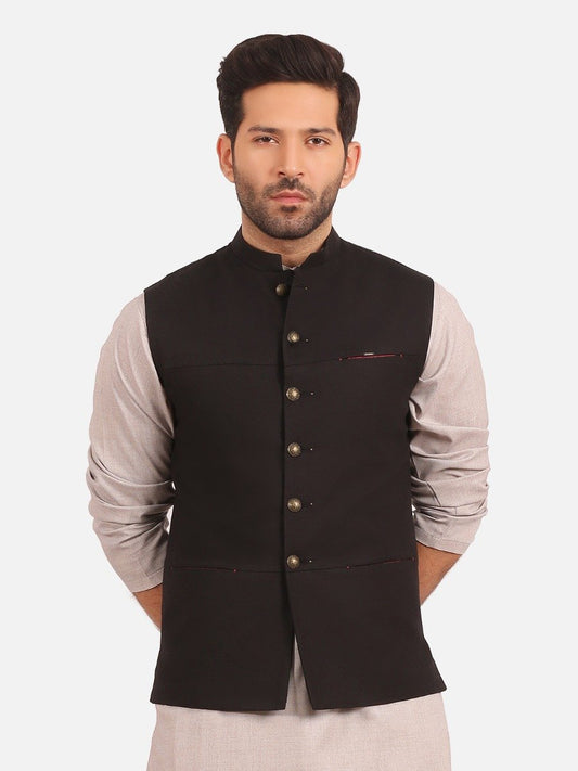 Edenrobe - Men's Black Waist Coat - EMTWC20-012