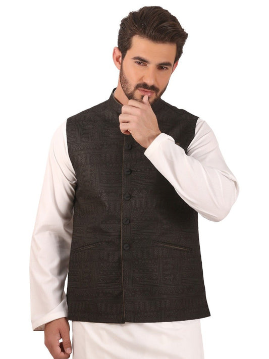 Edenrobe - Men's Black Waist Coat - EMTWC20-35712