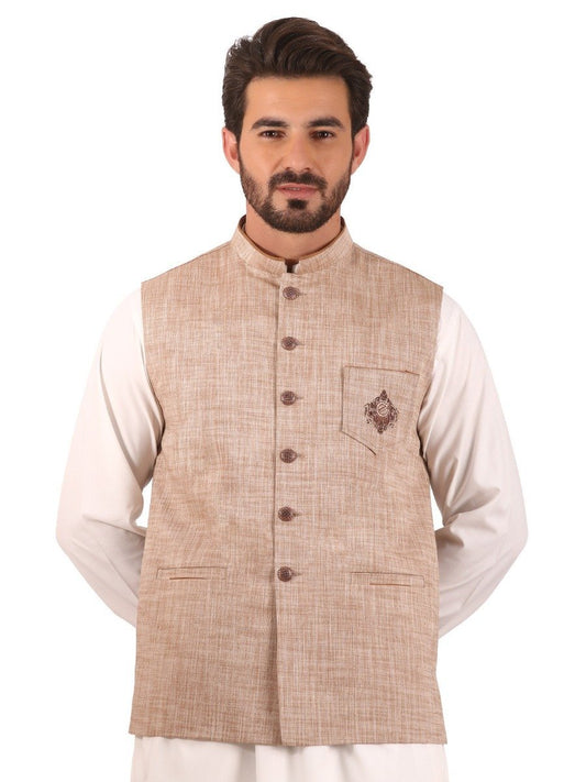 Edenrobe - Men's Light Brown Waist Coat - EMTWC20-35715