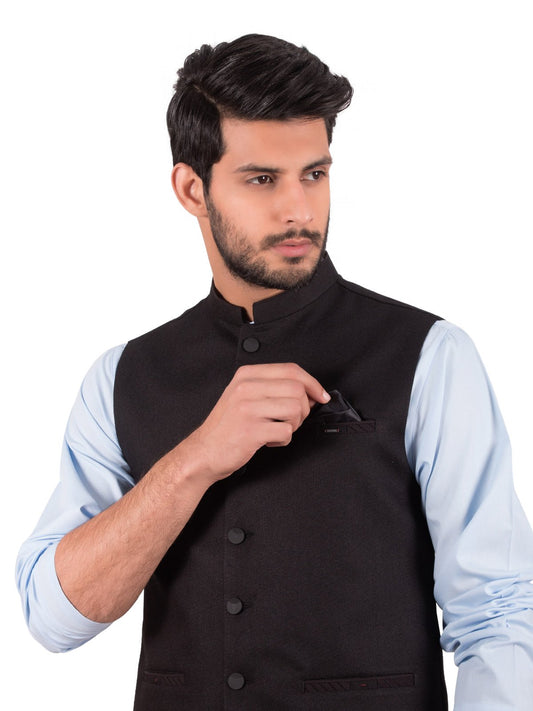 Edenrobe - Men's Black Waist Coat - EMTWC20-35716