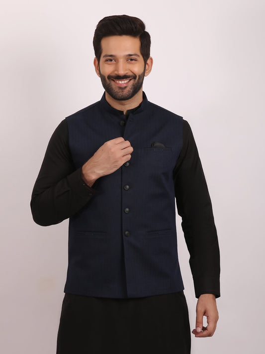 Edenrobe - Men's Navy Blue Waist Coat - EMTWC20-35718