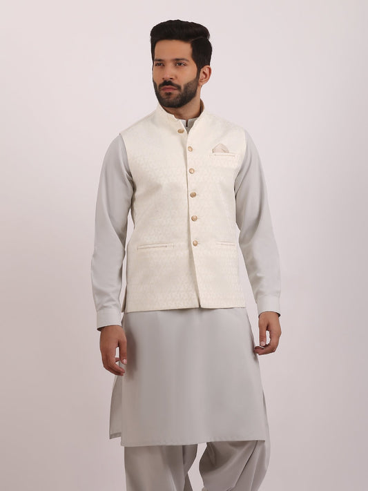 Edenrobe - Men's Cream Waist Coat - EMTWC20-35722