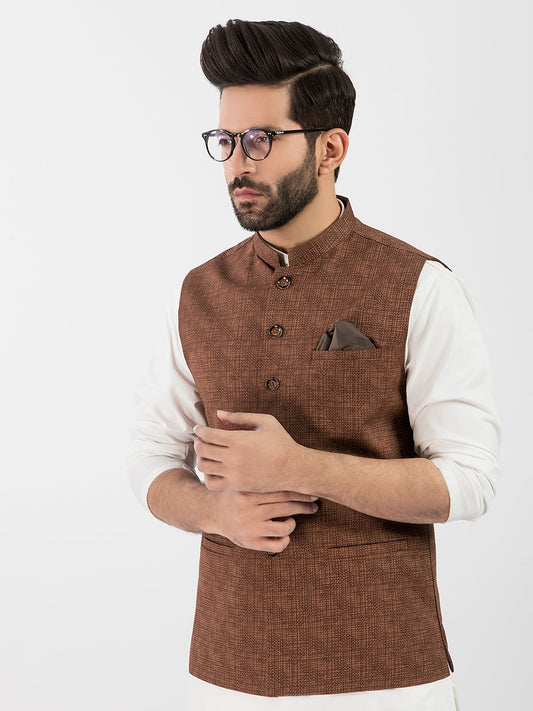 Edenrobe - Men's Brown Waist Coat - EMTWC20-35732