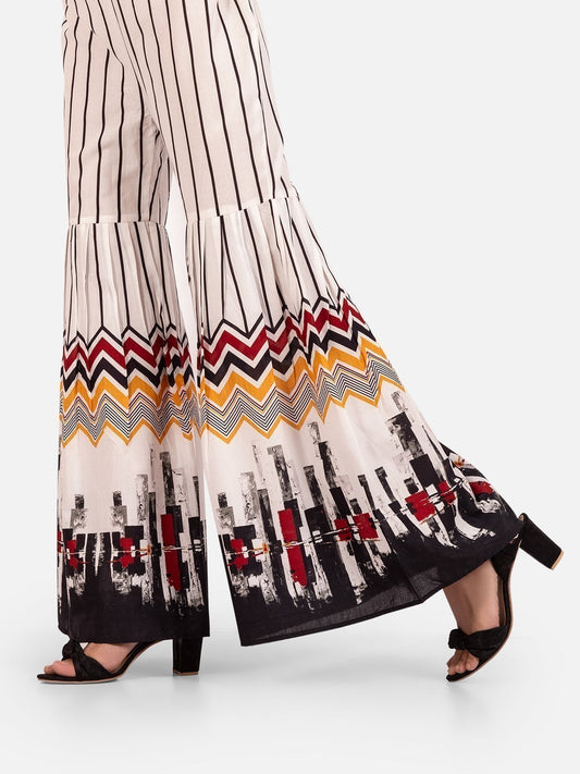 Edenrobe - Women's White Multi Trouser - EWBP20-76260