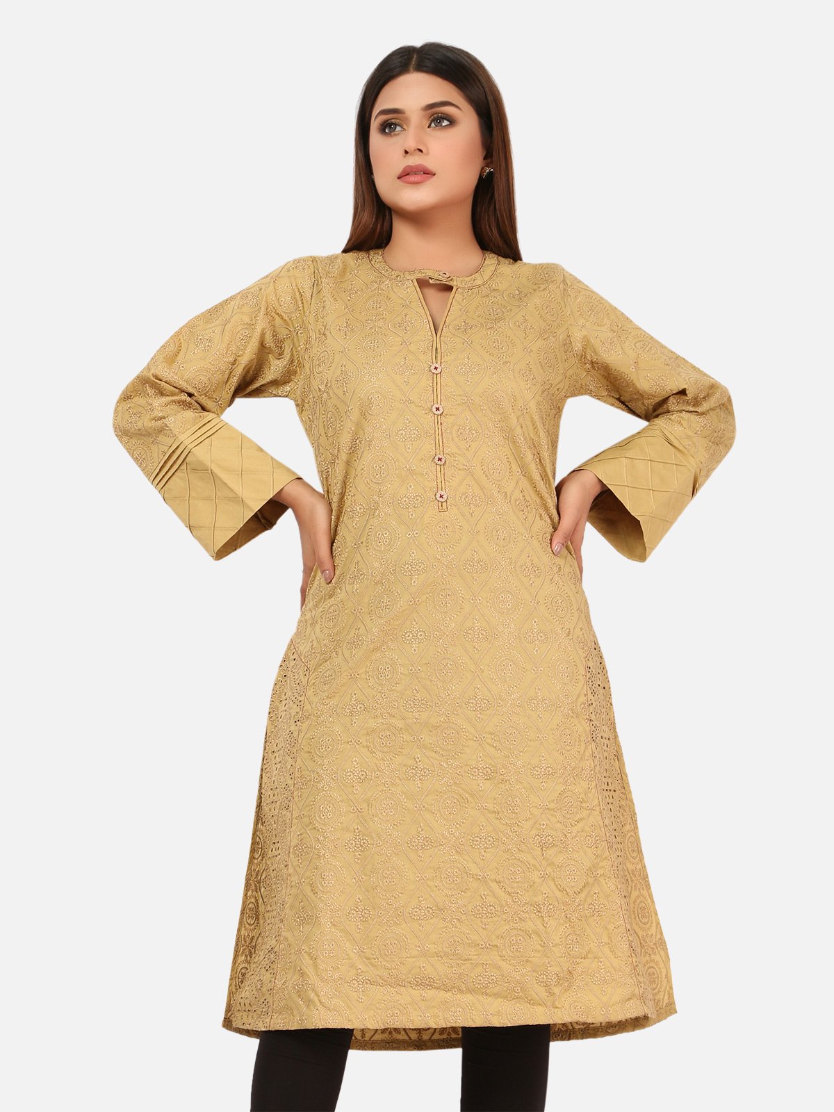 Edenrobe - Pret 1Pc Embroidered Cotton Shirt - EWTKE20-66187