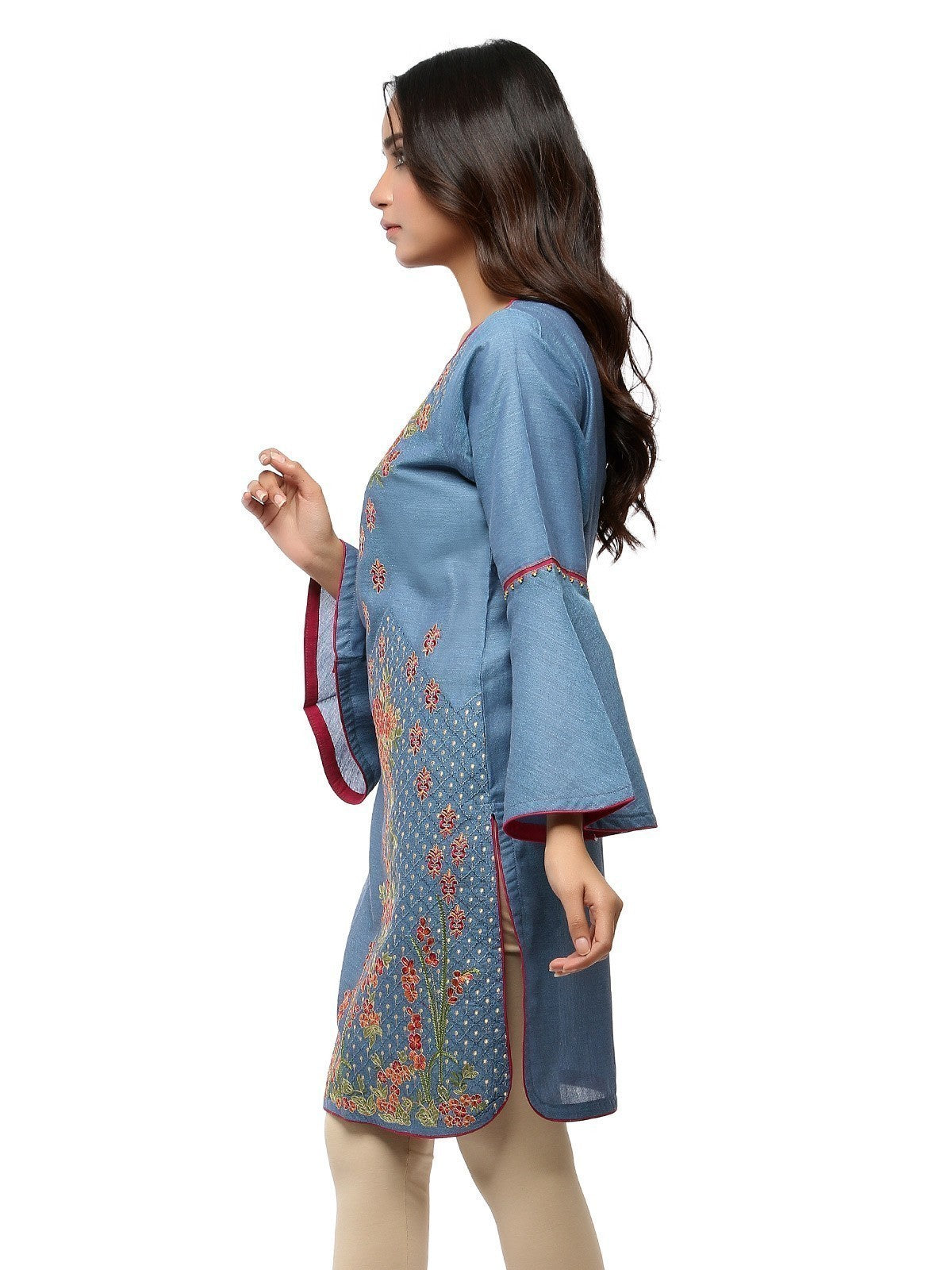 Edenrobe - Pret 1Pc Embroidered Cotton Shirt - EWTKE20-66295