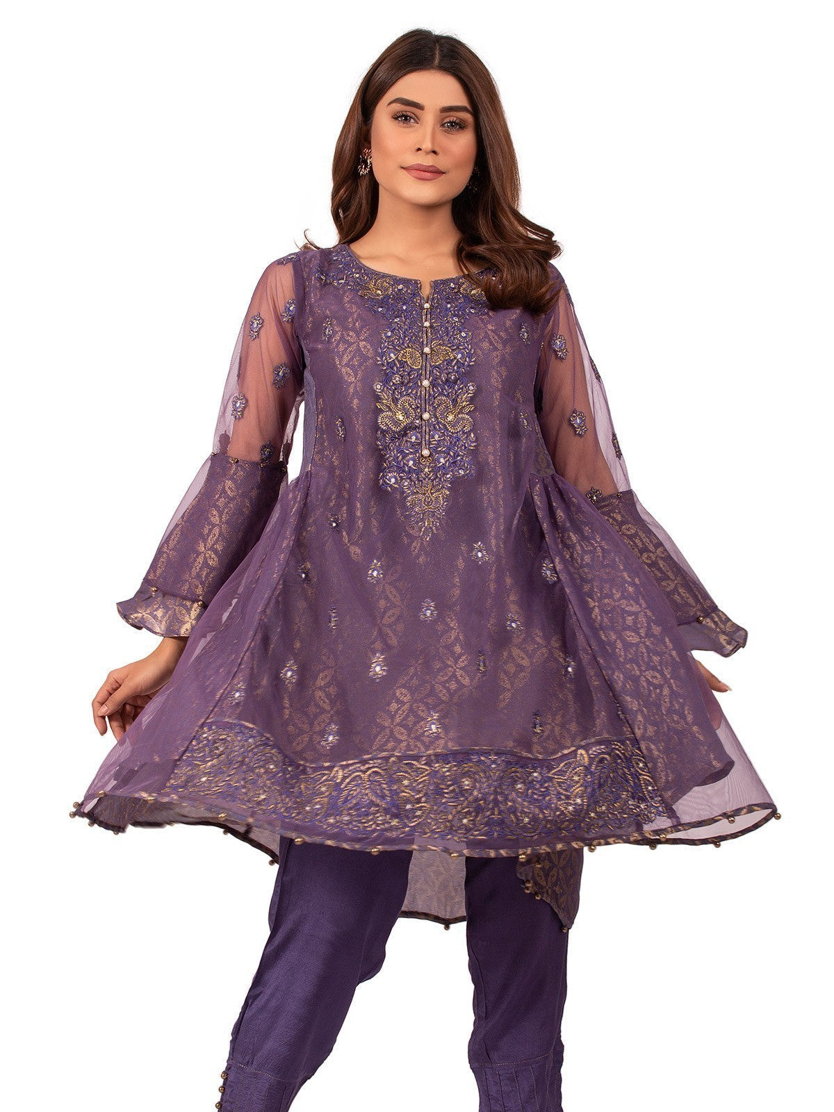 Edenrobe - Pret 2Pc Embroidered Cotton Shirt Trouser - EWTKE20-66344 (2-PCS)