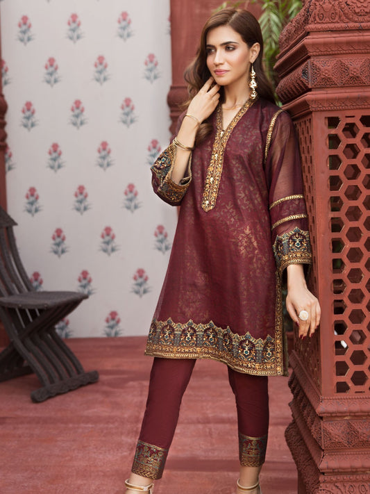 Edenrobe - Pret 2Pc Embroidered Cotton Shirt Trouser - EWTKE20-66474 (2-PCS)