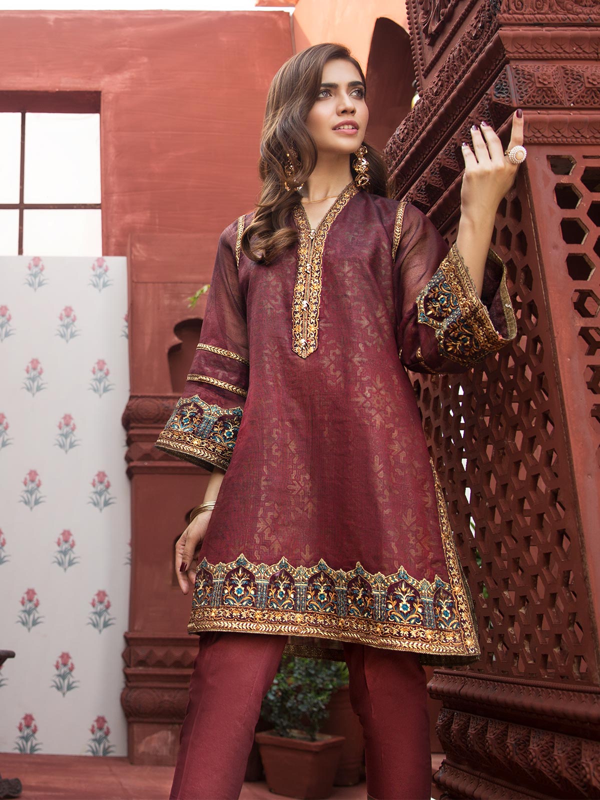 Edenrobe - Pret 2Pc Embroidered Cotton Shirt Trouser - EWTKE20-66474 (2-PCS)