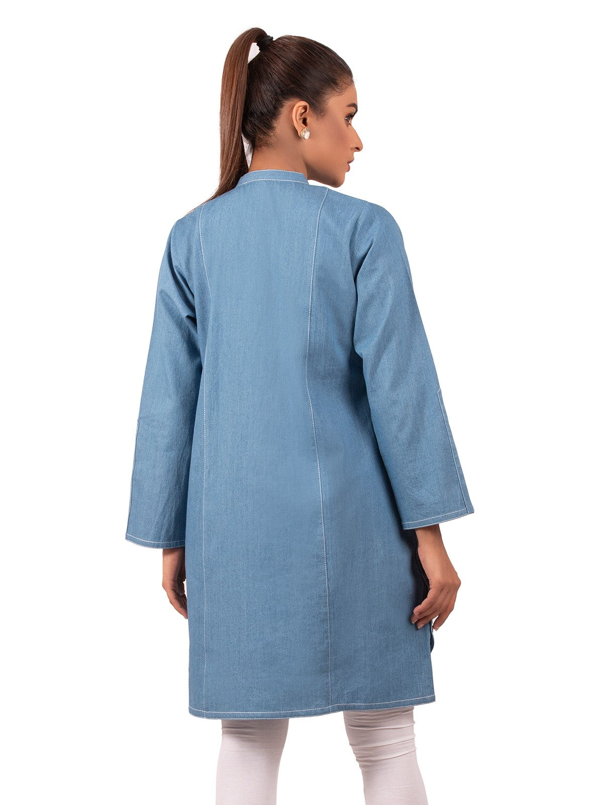 Edenrobe - Pret 1Pc Embroidered Denim Shirt - EWTKE20-66605