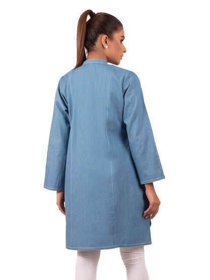 Edenrobe - Pret 1Pc Embroidered Denim Shirt - EWTKE20-66605