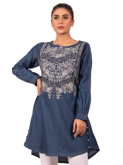 Edenrobe - Pret 1Pc Embroidered Denim Shirt - EWTKE20-66627