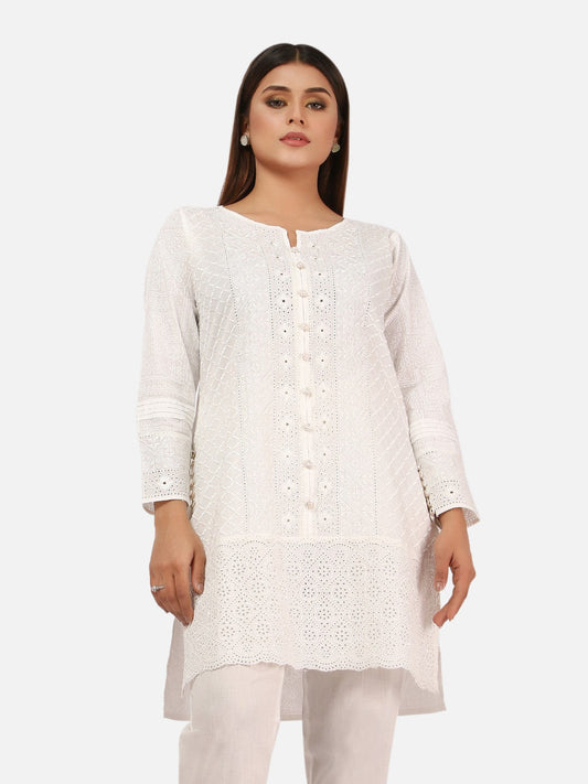 Edenrobe - Pret 2Pc Embroidered Chiffon Shirt Dupatta - EWTKE20-66641 (2PC-D)