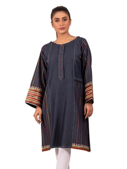 Edenrobe - Pret 1Pc Embroidered Denim Shirt - EWTKE20-66645