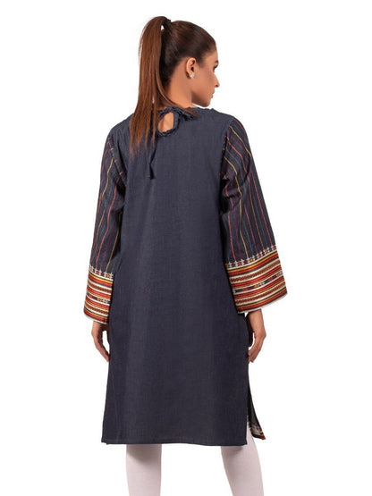 Edenrobe - Pret 1Pc Embroidered Denim Shirt - EWTKE20-66645