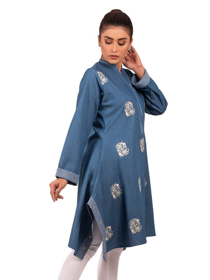 Edenrobe - Pret 1Pc Embroidered Denim Shirt - EWTKE20-66874