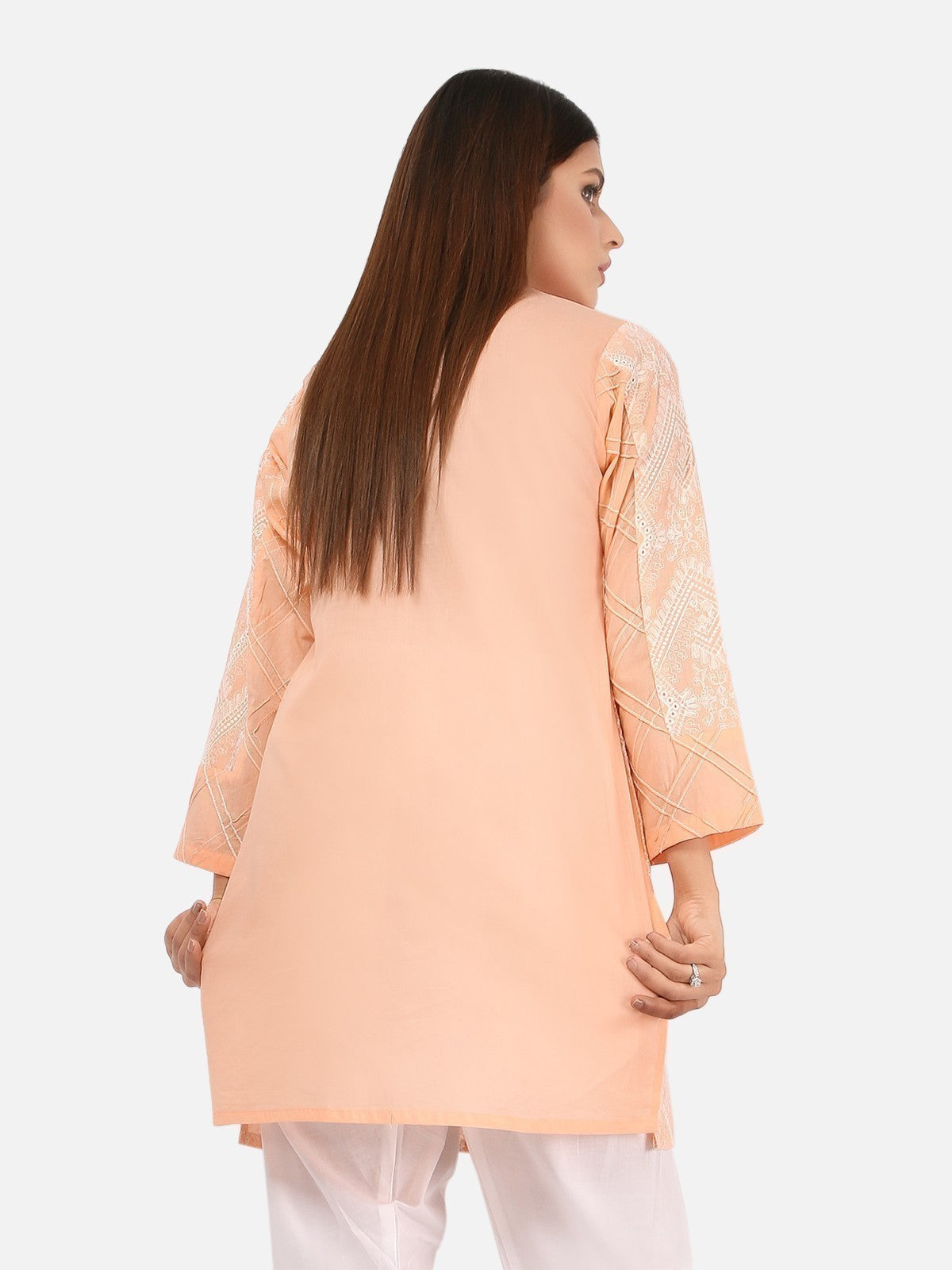 Edenrobe - Pret 1Pc Embroidered Peach Shirt - EWTKE20-66897