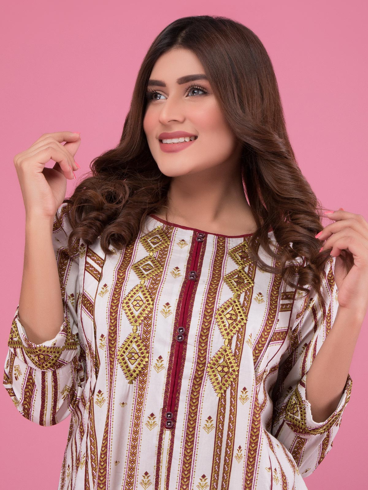 Edenrobe - Pret 1Pc Embroidered Cambric Shirt - EWTKE20-66904