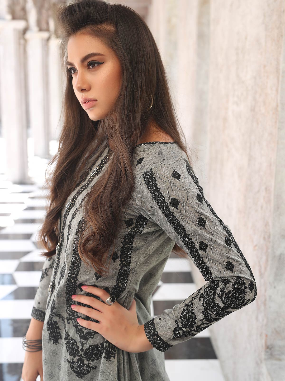 Edenrobe - Pret 1Pc Embroidered Jacquard Shirt - EWTKE20-66919