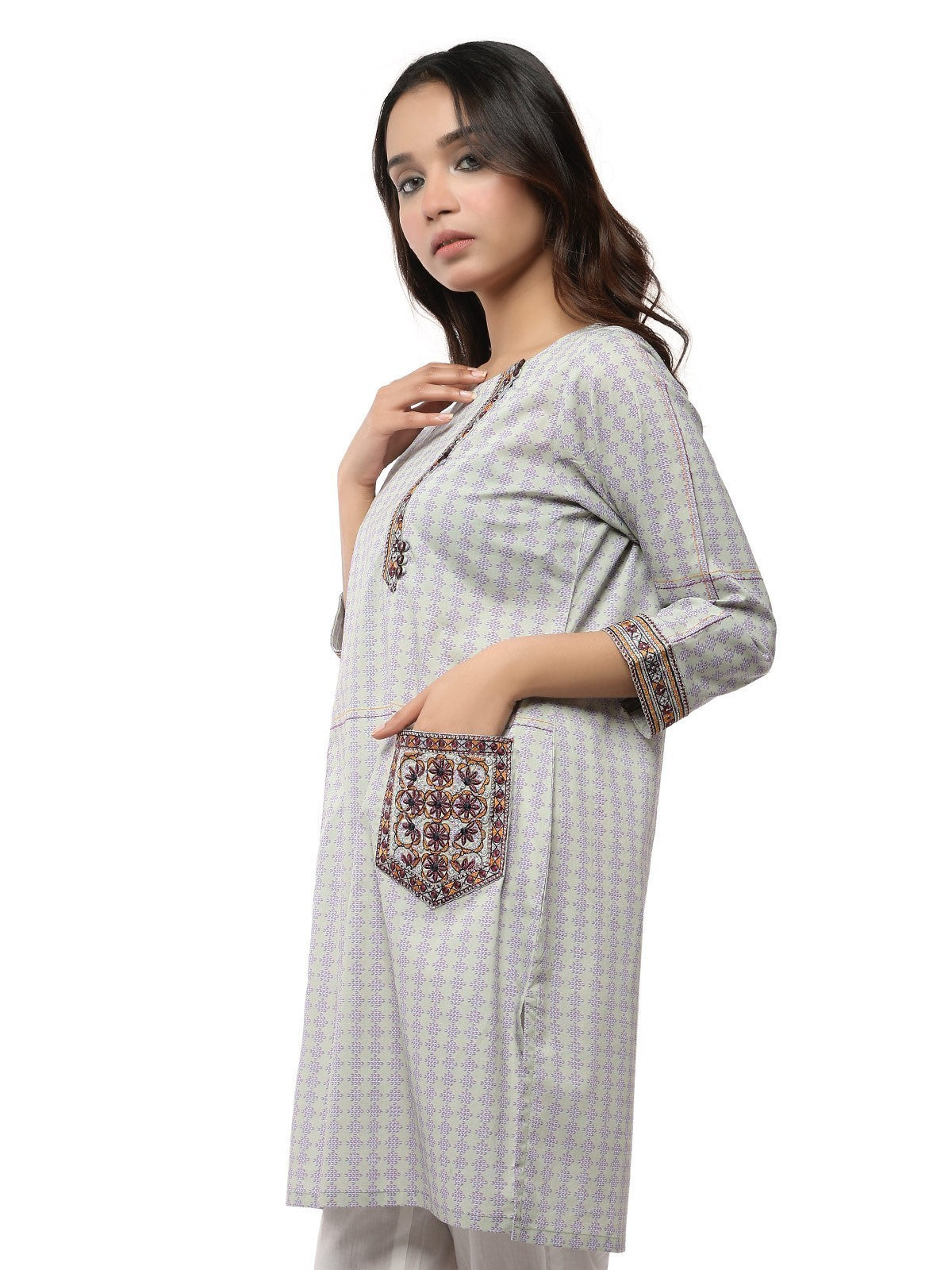 Edenrobe - Pret 1Pc Embroidered Cambric Shirt - EWTKE20-66929