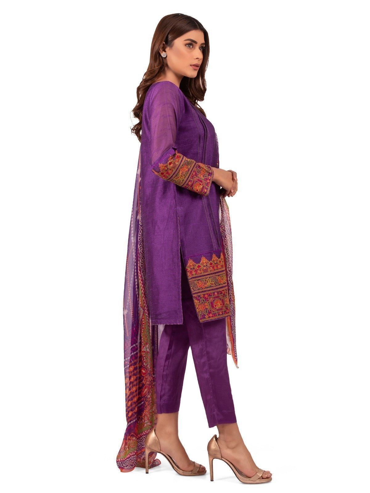 Edenrobe - Pret 3Pc Embroidered Viscose Suit - EWTKE20-66935 (3-PCS)