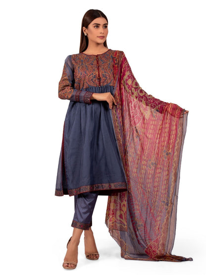 Edenrobe - Pret 3Pc Embroidered Viscose Suit - EWTKE20-66945 (3-PCS)