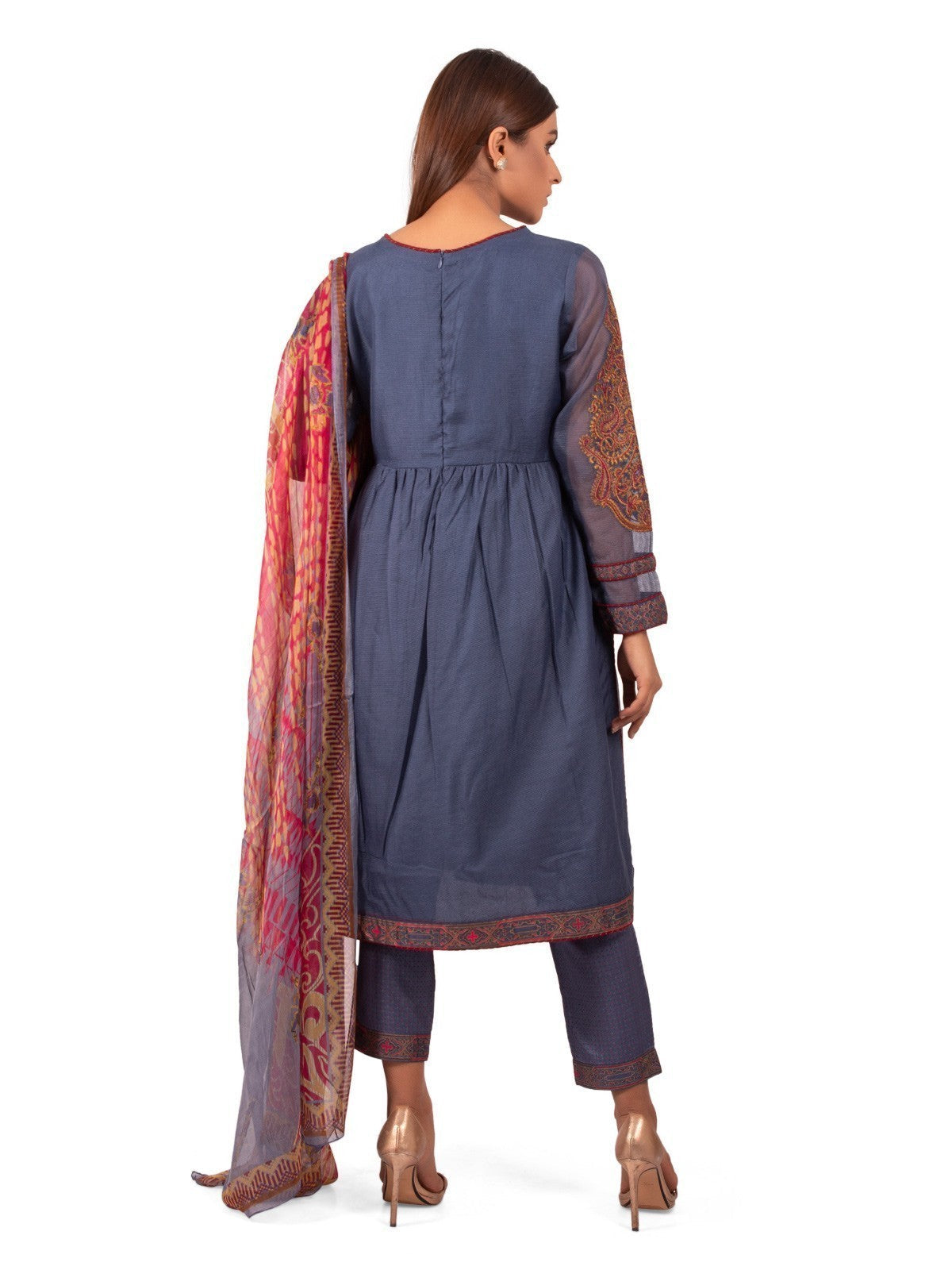 Edenrobe - Pret 3Pc Embroidered Viscose Suit - EWTKE20-66945 (3-PCS)