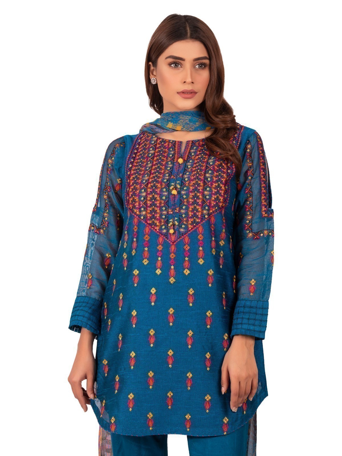 Edenrobe - Pret 3Pc Embroidered Viscose Suit - EWTKE20-66980 (3-PCS)