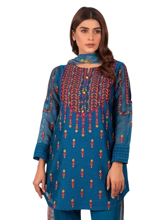 Edenrobe - Pret 3Pc Embroidered Viscose Suit - EWTKE20-66980 (3-PCS)