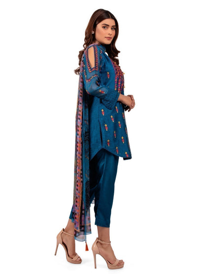 Edenrobe - Pret 3Pc Embroidered Viscose Suit - EWTKE20-66980 (3-PCS)