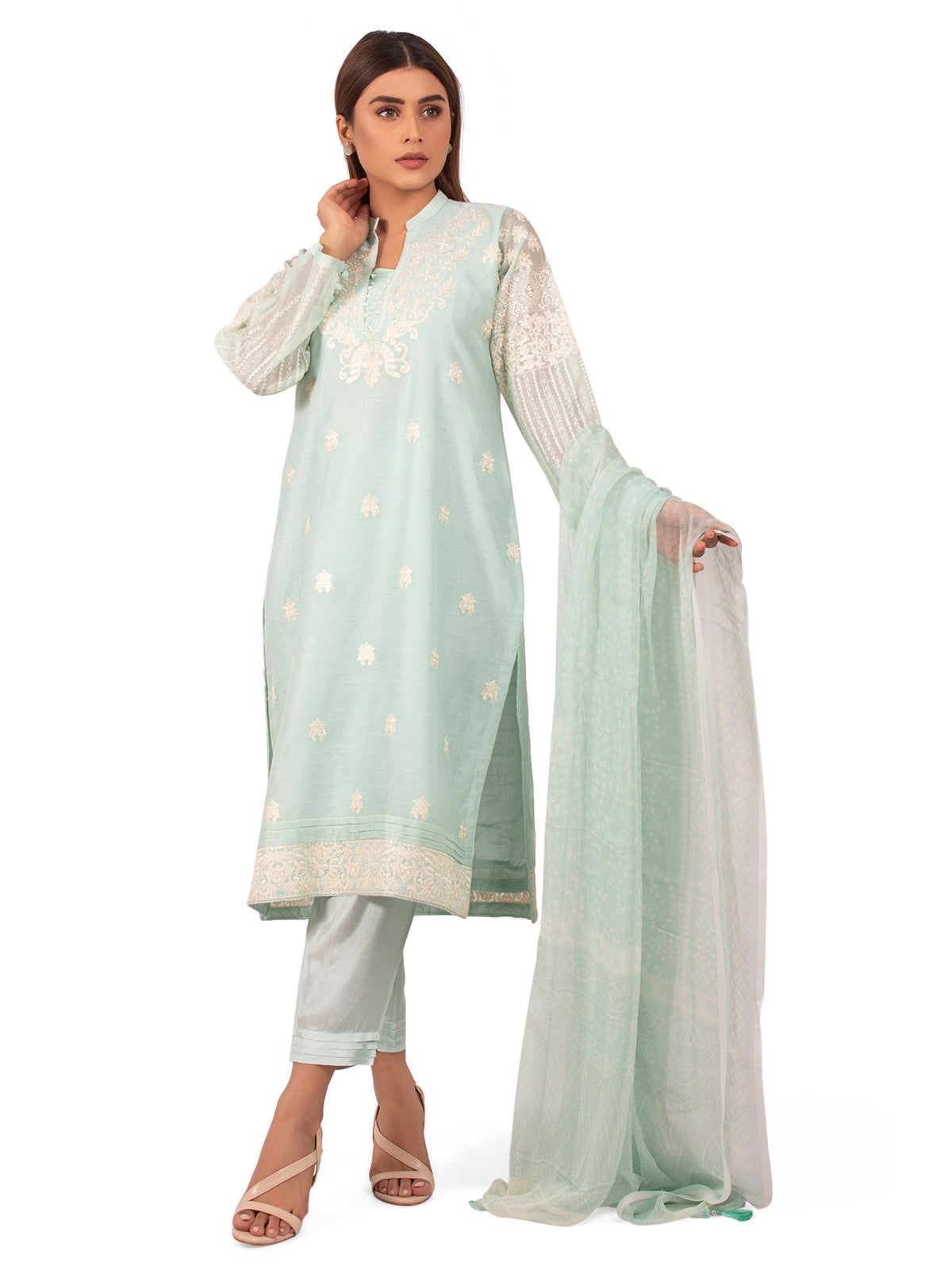 Edenrobe - Pret 3Pc Embroidered Cotton Suit - EWTKE20-67007 (3-PCS)