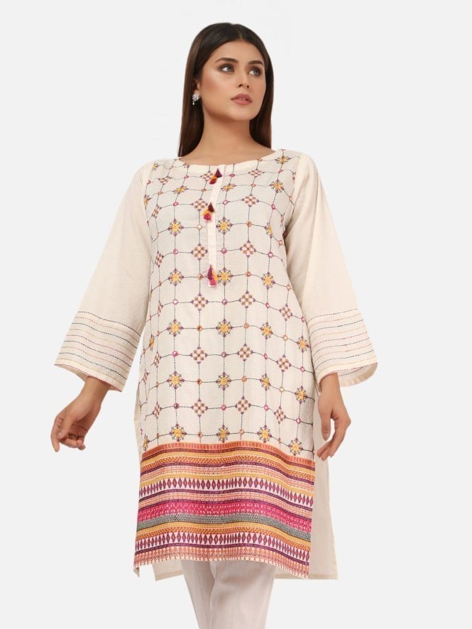 Edenrobe - Pret 1Pc Embroidered Jacquard Shirt - EWTKE20-67054