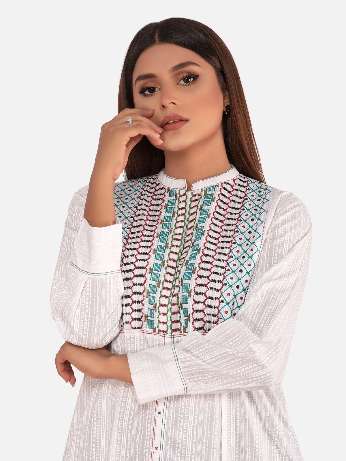 Edenrobe - Pret 1Pc Embroidered Cotton Shirt - EWTKE20-67091