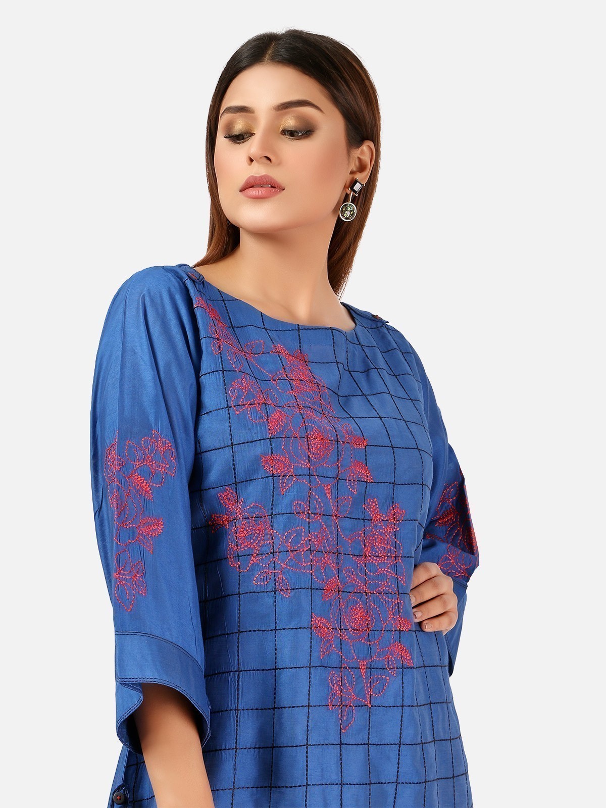 Edenrobe - Pret 1Pc Embroidered Viscose Shirt - EWTKE20-67105