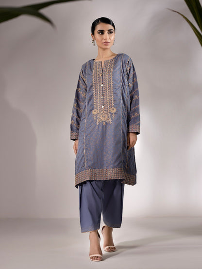 Edenrobe - Pret 2Pc Embroidered Cotton Shirt Trouser - EWTKE20-67117 (2-PCS)