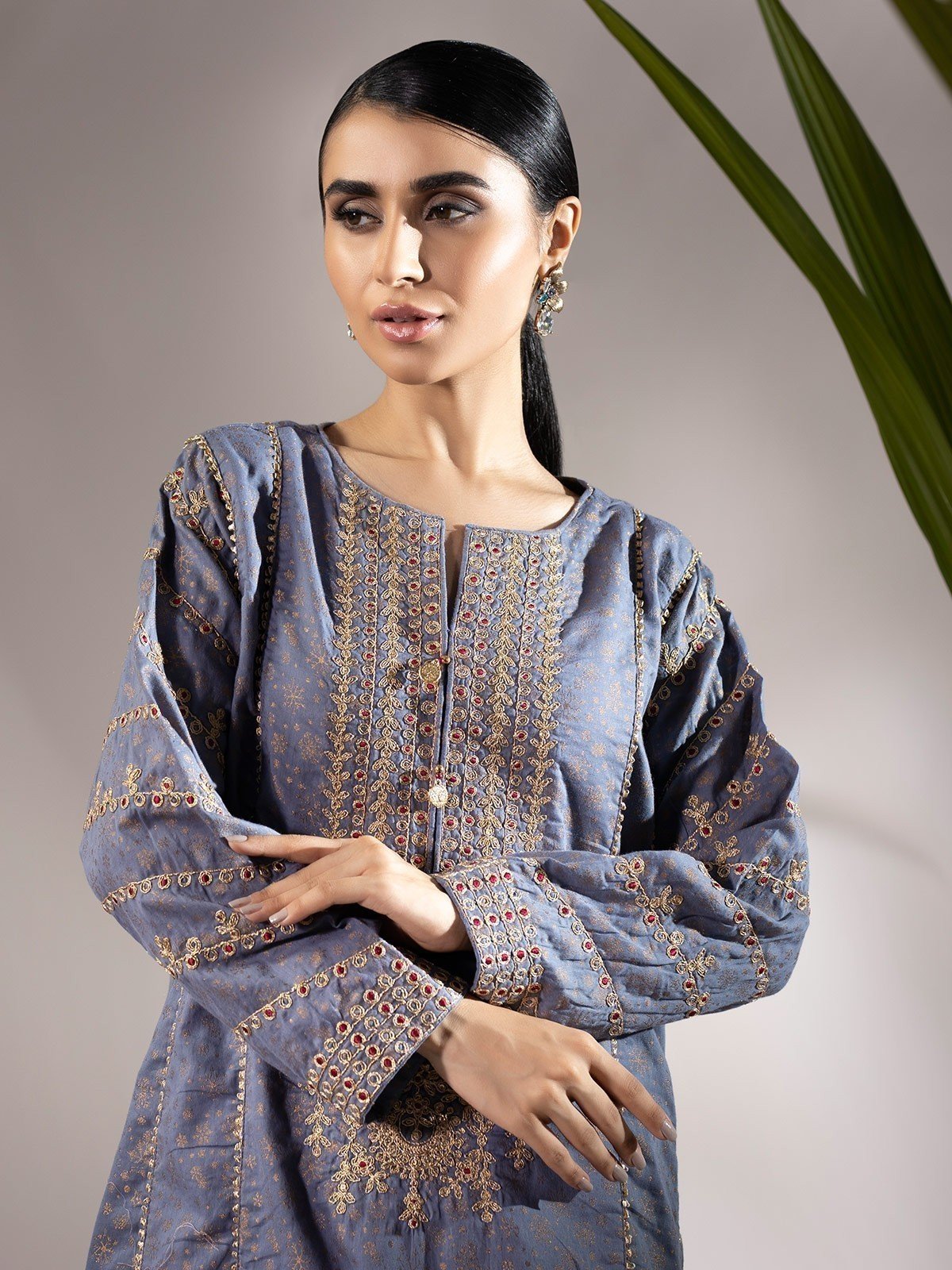 Edenrobe - Pret 2Pc Embroidered Cotton Shirt Trouser - EWTKE20-67117 (2-PCS)