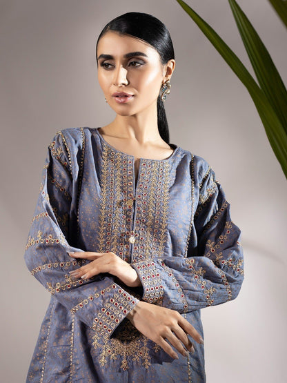 Edenrobe - Pret 2Pc Embroidered Cotton Shirt Trouser - EWTKE20-67117 (2-PCS)