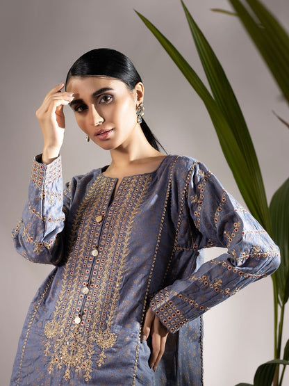 Edenrobe - Pret 2Pc Embroidered Cotton Shirt Trouser - EWTKE20-67117 (2-PCS)